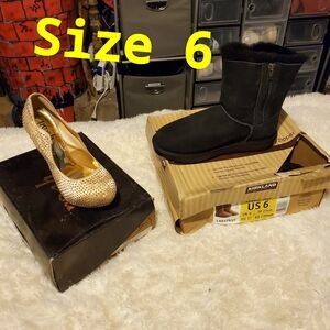 Gold and Black Women's Shoes